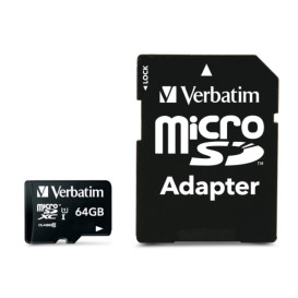 Karta pamięci Verbatim Premium MicroSDXC 64 GB + adapter 44084 - Class 10 UHS-I|U1, Czarna - zdjęcie 1